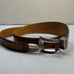 Brighton Onyx Women’s Leather Belt Brown Silver Buckle Size 42 USA Vintage 1993